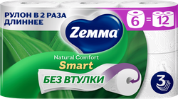 Бумага туалетная ZEMMA Natural Comfort Smart 3 слоя, 6шт, крупный план