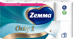 Бумага туалетная ZEMMA Only1 без аромата 4 слоя, 8шт, крупный план