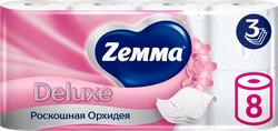 Бумага туалетная ZEMMA Deluxe Роскошная орхидея 3 слоя, 8шт, вид