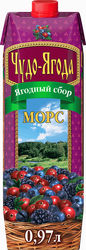 Морс ЧУДО-ЯГОДА Ягодный сбор Клюква, черника и ежевика, голубика, 0.97л, фотография