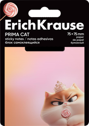 Бумага для заметок ERICHKRAUSE Прима-кошка, 7,5х7,5см, 50 листов, картинка
