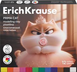 Пластилин ERICHKRAUSE Классический Прима-кошка 12 цветов со стеком, 192г, вид