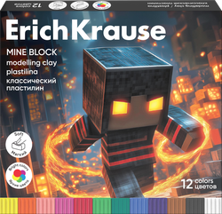 Пластилин ERICHKRAUSE Классический Кубомир 12 цветов со стеком, 192г, крупный план