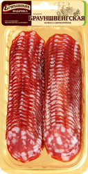 Колбаса сырокопченая КФ ЕГОРЬЕВСКАЯ Брауншвейгская, нарезка, 150г, детальное фото
