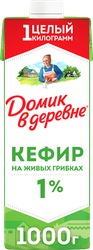 Кефир ДОМИК В ДЕРЕВНЕ 1%, без змж, 1000г, фото