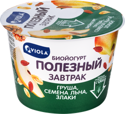 Йогурт VIOLA Полезный завтрак Груша, грецкий орех 5%, без змж, 180г, крупный план