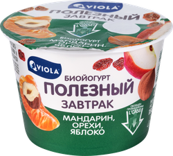 Йогурт VIOLA Полезный завтрак Мандарин, яблоко 5%, без змж, 180г, изображение