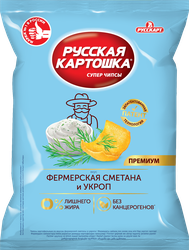 Чипсы картофельные РУССКАЯ КАРТОШКА со вкусом сметаны и укропа, 105г, детальное фото