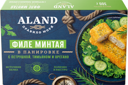 Минтай замороженный ALAND с петрушкой, тимьяном и орегано, филе в панировке, 300г, детальное фото