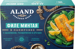 Минтай замороженный ALAND с базиликом, розмарином и орегано, филе в панировке, 300г, крупный план