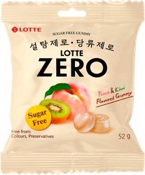 Мармелад LOTTE Zero Gummy, без сахара, на желатине, 52г, вид