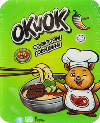 Лапша OKWOK со вкусом говядины и соусом со вкусом маринованных огурчиков, 100г, фото