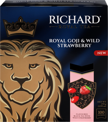 Чай черный RICHARD Royal Goji&Wild Strawberry, с натуральной земляникой и ароматом ягод годжи, 100пак, фотография