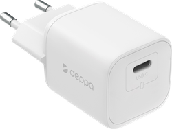 Сетевое зарядное устройство DEPPA USB-C, PD 3.0, QC 4.0+, 20W, GaN, белый, Арт. 11489, фотография