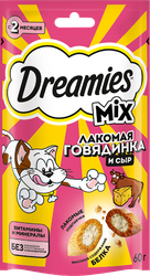 Лакомство для взрослых кошек DREAMIES MIX (Микс) говядина, сыр, 60г, фотография