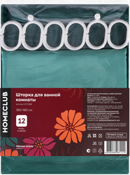 Шторка для ванной комнаты HOMECLUB Velvet 180х180см, цвет изумруд, Арт.  SC7225K, крупный план