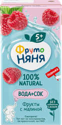 Напиток сокосодержащий ФРУТОНЯНЯ Вода+сок, фрукты с малиной, с 5 месяцев, 200мл, картинка