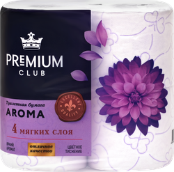 Бумага туалетная PREMIUM CLUB Ароматерапия 4 слоя, белая с цветным тиснением, 4шт, фото