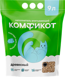 Наполнитель для кошачьего туалета КОМФИКОТ древесный, 9л, фотография