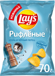Чипсы картофельные LAY'S Соль и черный перец, рифленые, 70г, изображение