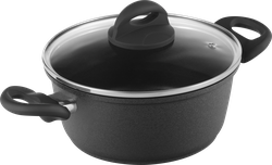 Кастрюля HOMECLUB Щедрость осени, литая, со стеклянной крышкой, антипригарное покрытие, индукция, 2л, Арт. PC-2L-Carbon, изображение