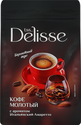 Кофе молотый DELISSE Amaretto ароматизированный, 200г, крупный план