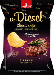Чипсы картофельные DR.DIESEL со вкусом мраморный стейк, 220г, детальное фото