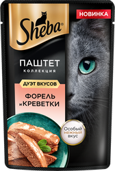 Корм консервированный для кошек SHEBA Нежный паштет форель и креветка, 75г, изображение