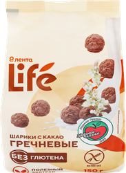 Шарики гречневые ЛЕНТА LIFE с какао, безглютеновые, 150г, крупный план