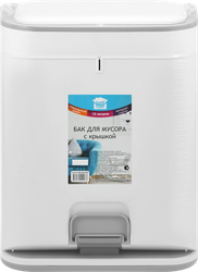 Бак для мусора HAPPI DOME прямоугольный, с крышкой, серый, пластик, 12л, Арт. HDB-18012-GRY, изображение