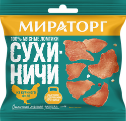 Снеки мясные МИРАТОРГ Сухиничи, из куриного филе, 40г, детальное фото