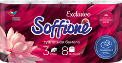 Бумага туалетная SOFFIONE Premio с ароматом экзотических цветов 3 слоя, 8шт, детальное фото