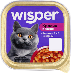 Корм консервированный для кошек WISPER Кусочки в желе с кроликом, 100г, фотография