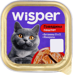 Корм консервированный для кошек WISPER Паштет с говядиной, 100г, картинка