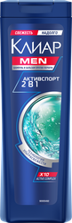 Шампунь-бальзам-ополаскиватель для волос мужской CLEAR Активспорт 2в1, против перхоти, 200мл, фото
