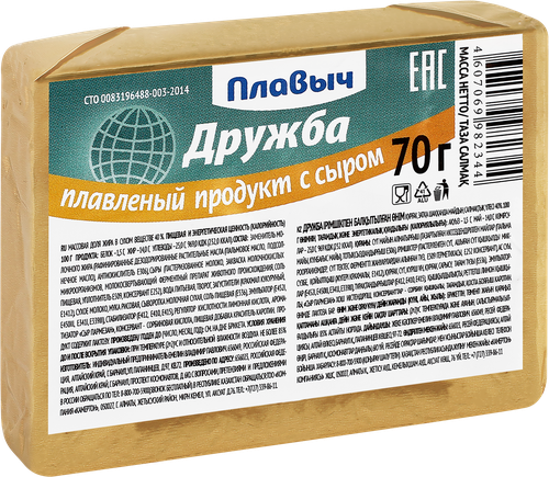 Продукт плавленый ПЛАВЫЧ Дружба с сыром 40%, 70г, фотография