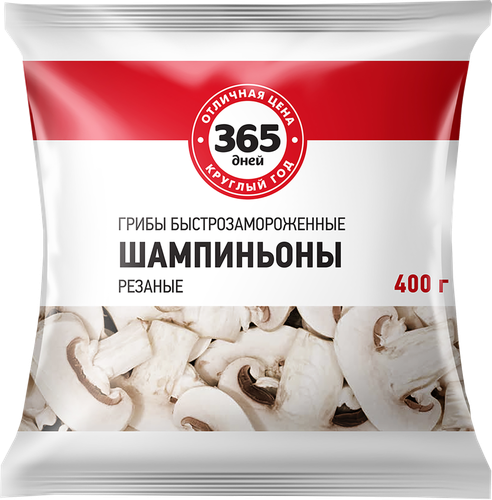 Шампиньоны 365 ДНЕЙ резаные, 400г, детальное фото