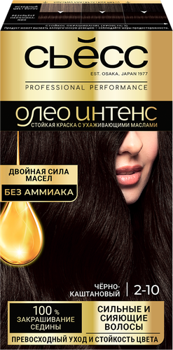 Краска для волос СЬЁСС Oleo Intense 2–10 Черно-каштановый, 115мл, изображение