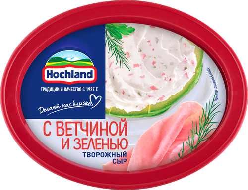 Сыр творожный HOCHLAND с ветчиной и зеленью 60%, без змж, 140г, фото