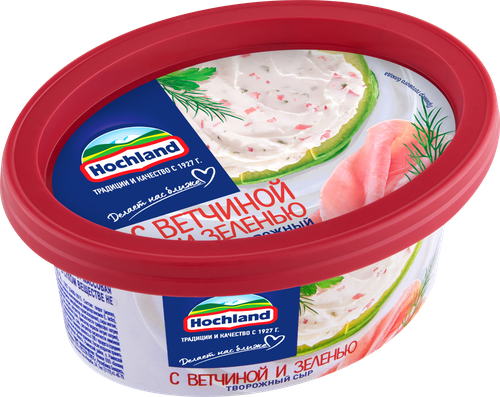 Сыр творожный HOCHLAND с ветчиной и зеленью 60%, без змж, 140г, фотография