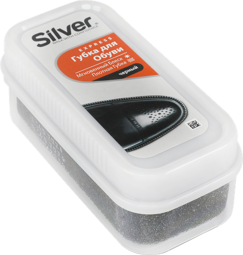 Губка для обуви SILVER Придающая блеск черная, 25г, детальное фото