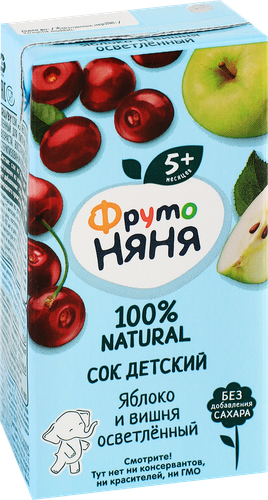 Сок ФРУТОНЯНЯ Яблоко-вишня, с 5 месяцев, 200мл, изображение