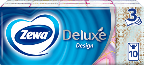 Платочки бумажные носовые ZEWA Deluxe Design 3-слоя, 10x10шт, вид