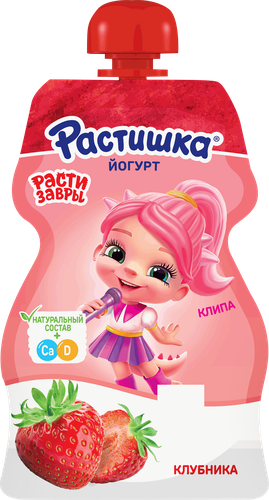 Йогурт питьевой для детей РАСТИШКА Клубника 2,6%, с 3 лет, без змж, 70г, вид