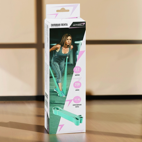 Лента силовая ACTIWELL 208х3,2х0,45см, нагрузка 30–40кг, Арт. IR97660B-3,2, фото