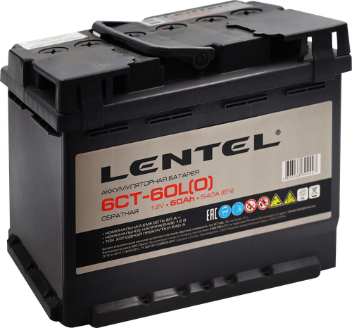 Аккумуляторная батарея LENTEL 6СТ-60R+ обратная, картинка