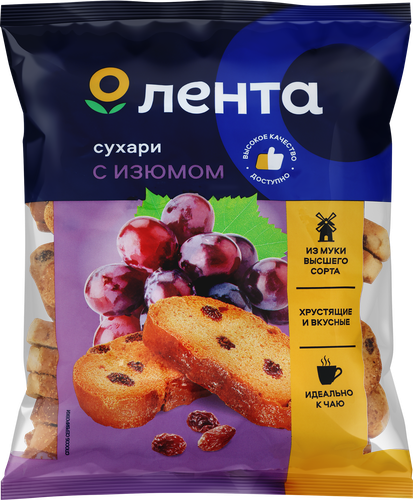 Сухари ЛЕНТА Изюмные, 300г, картинка