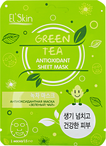Маска для лица ELSKIN Антиоксидантная Зеленый чай, 15г, изображение