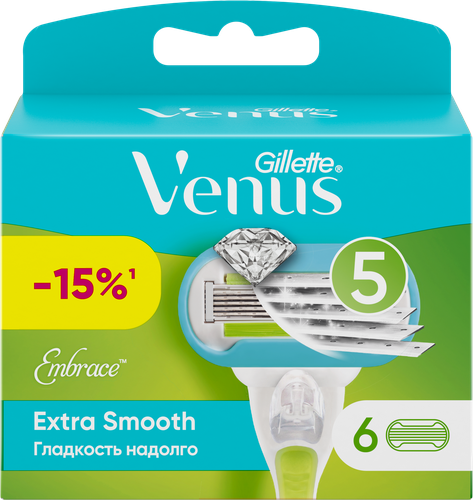Кассеты сменные для бритья GILLETTE Venus Embrace Extra Smooth, 6шт, фото