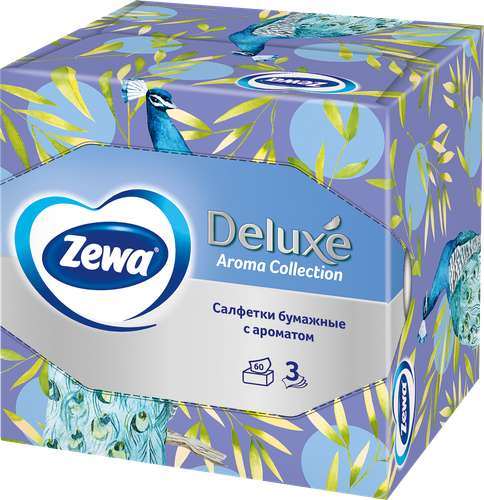 Салфетки бумажные ZEWA Deluxe Арома коллекция, 3-слоя, в коробке, 60шт, изображение